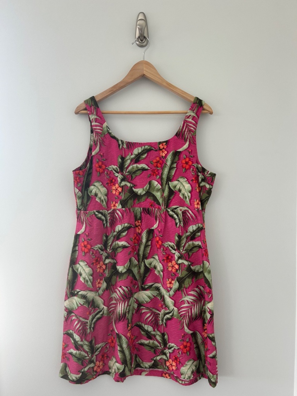 Tommy Bahama Tank Dress Orange Multi Leaf Print Sz XL - EUC - Picture 2 of 4